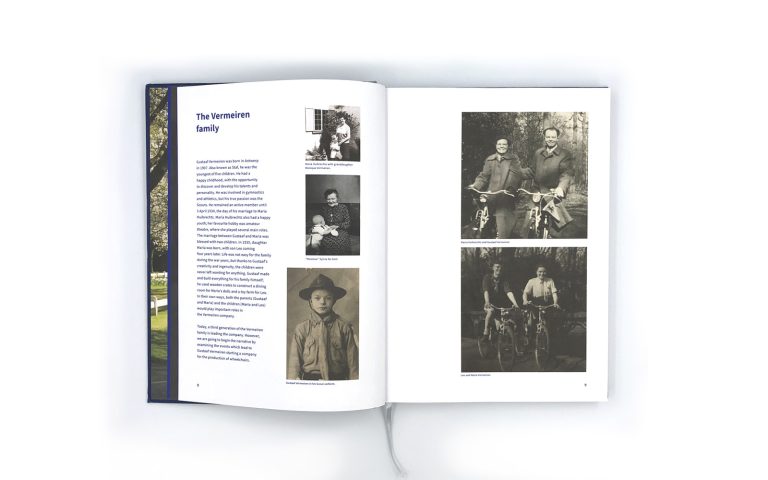 Uniek legacy boek op maat voor familiebedrijf Vermeiren. Ontworpen en uitgegeven door creatieve studio 'Studio Kemmers'